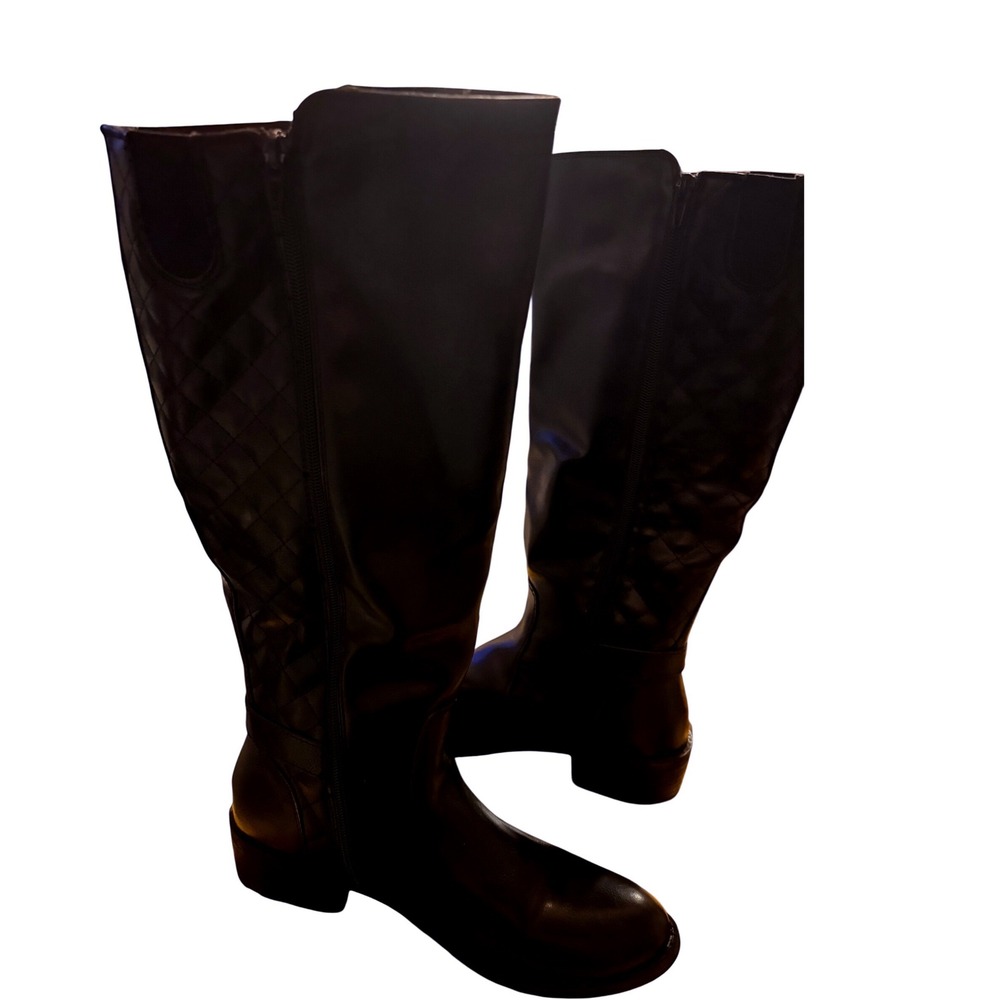 St Johns Bay Womens Black Quilted Tall Riding Boots Deirdre 100-2761 Size 9.5M